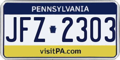 PA license plate JFZ2303