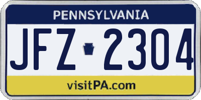 PA license plate JFZ2304