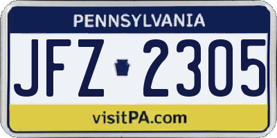 PA license plate JFZ2305