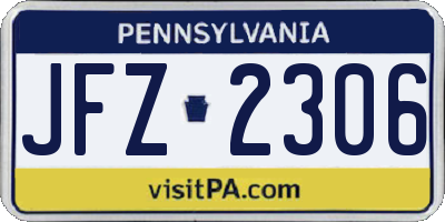 PA license plate JFZ2306
