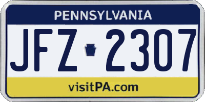 PA license plate JFZ2307