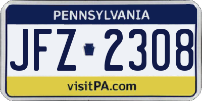 PA license plate JFZ2308