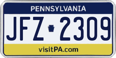 PA license plate JFZ2309