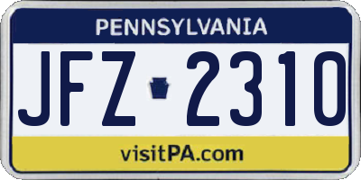 PA license plate JFZ2310