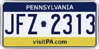 PA license plate JFZ2313