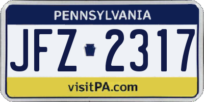 PA license plate JFZ2317