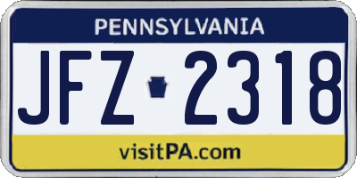 PA license plate JFZ2318