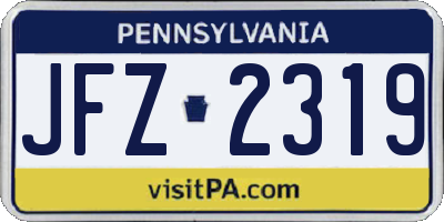 PA license plate JFZ2319