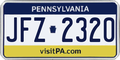 PA license plate JFZ2320