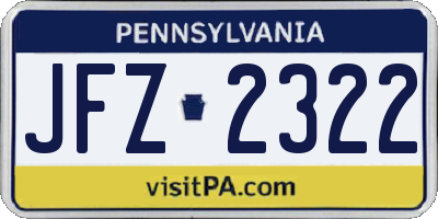 PA license plate JFZ2322