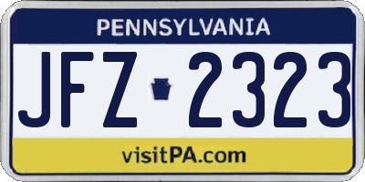 PA license plate JFZ2323