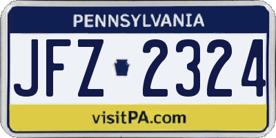 PA license plate JFZ2324