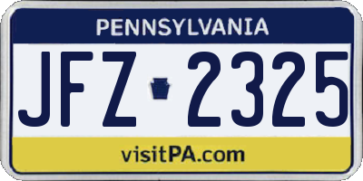 PA license plate JFZ2325