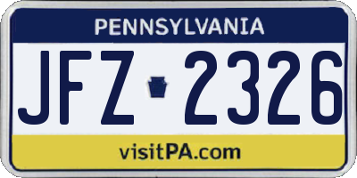 PA license plate JFZ2326