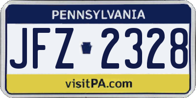 PA license plate JFZ2328