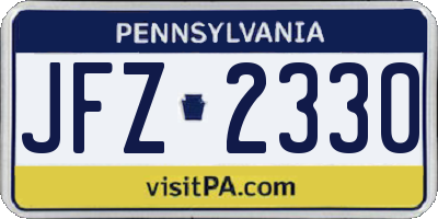 PA license plate JFZ2330