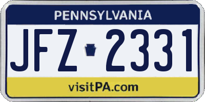 PA license plate JFZ2331