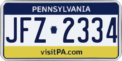 PA license plate JFZ2334