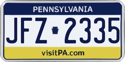 PA license plate JFZ2335
