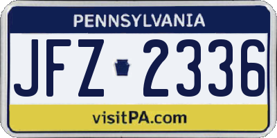PA license plate JFZ2336