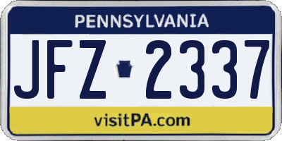 PA license plate JFZ2337