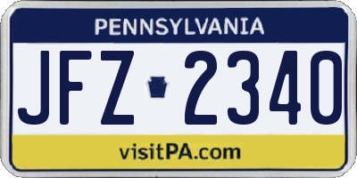 PA license plate JFZ2340