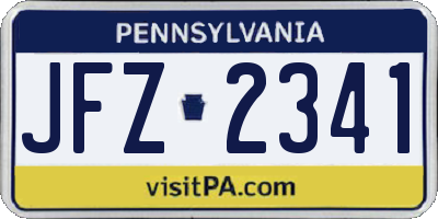 PA license plate JFZ2341
