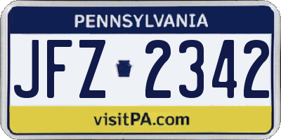 PA license plate JFZ2342