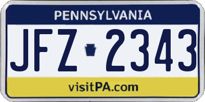 PA license plate JFZ2343