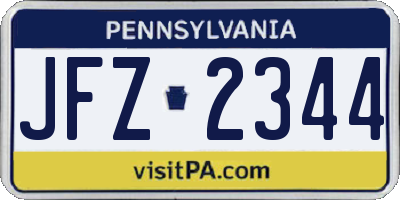 PA license plate JFZ2344