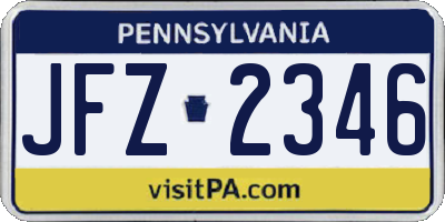 PA license plate JFZ2346
