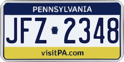 PA license plate JFZ2348