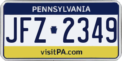 PA license plate JFZ2349