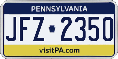 PA license plate JFZ2350