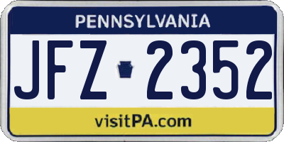 PA license plate JFZ2352
