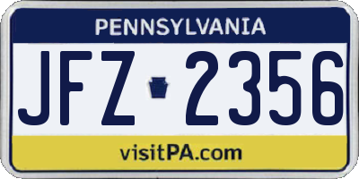 PA license plate JFZ2356