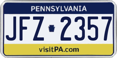 PA license plate JFZ2357