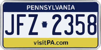 PA license plate JFZ2358