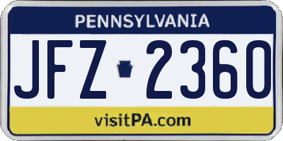 PA license plate JFZ2360