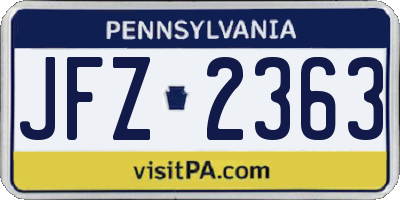 PA license plate JFZ2363