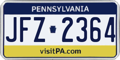 PA license plate JFZ2364