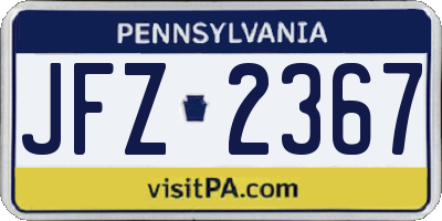 PA license plate JFZ2367