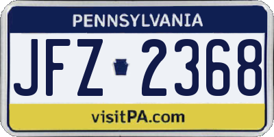PA license plate JFZ2368