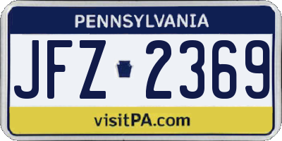 PA license plate JFZ2369