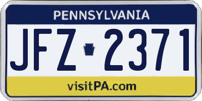 PA license plate JFZ2371