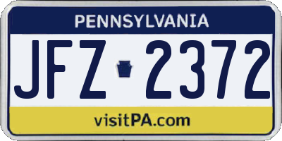 PA license plate JFZ2372