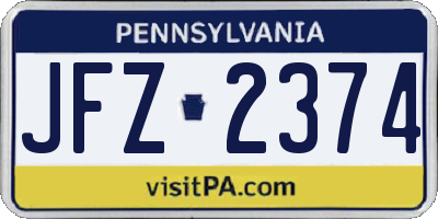 PA license plate JFZ2374