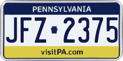 PA license plate JFZ2375