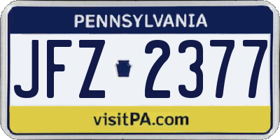 PA license plate JFZ2377