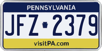 PA license plate JFZ2379